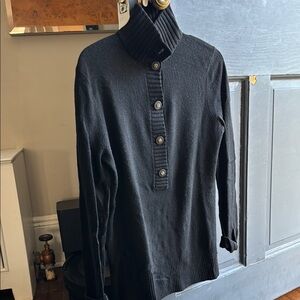 Black Button-Up Turtleneck Sweater